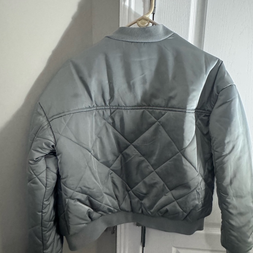 Women's Quilted Gray Bomber Jacket